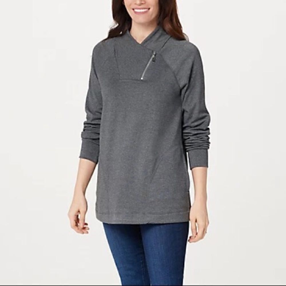 Susan Graver Weekend Heathered Brushed Knit Pullover Top